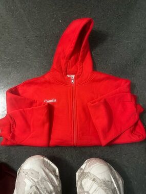 COMFRT Red Hooded Zip Jacket